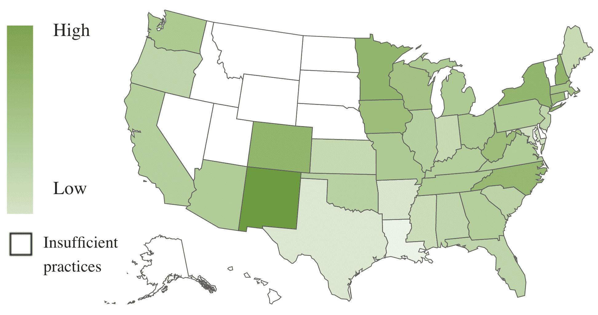 A U.S. map, using color shades to show revenue growth by state.