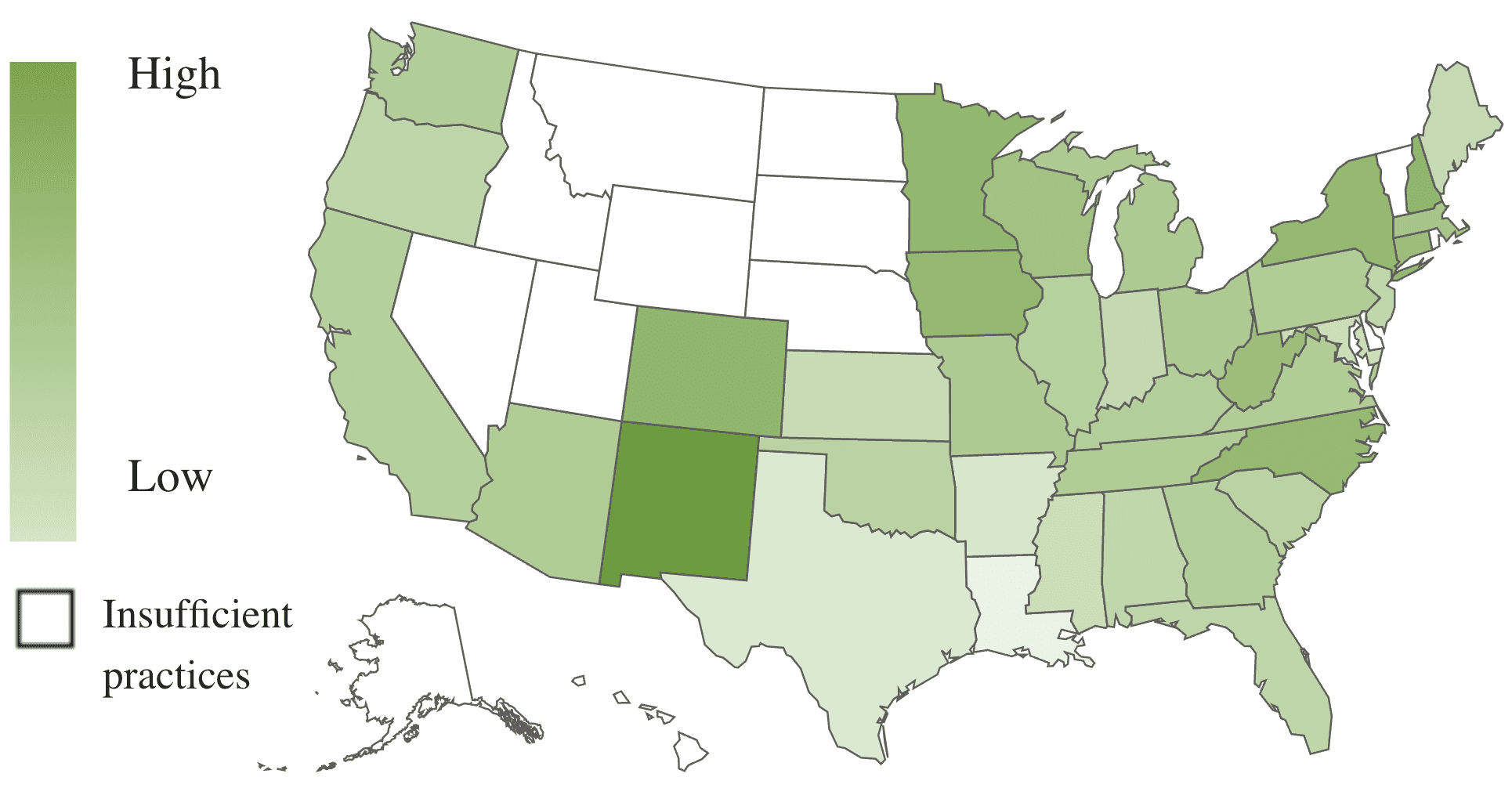 A U.S. map, using color shades to show revenue growth by state.