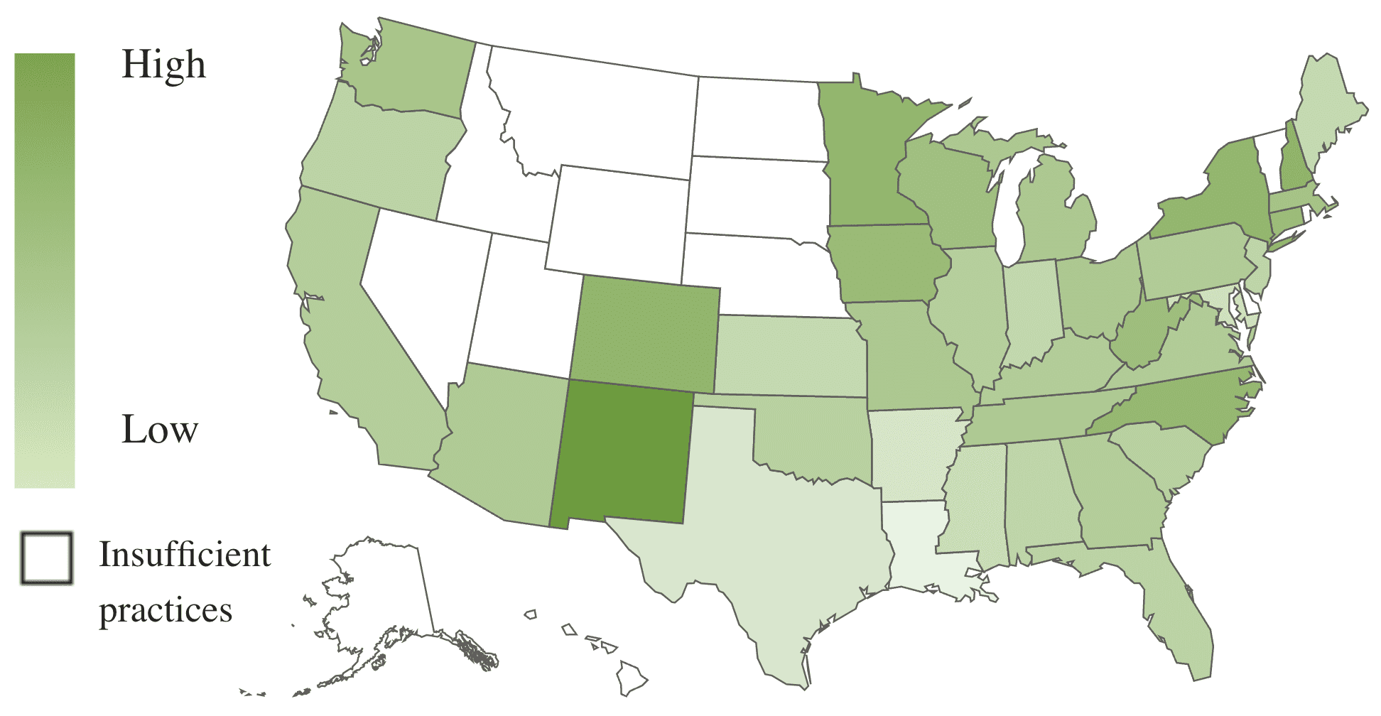 A U.S. map, using color shades to show revenue growth by state.