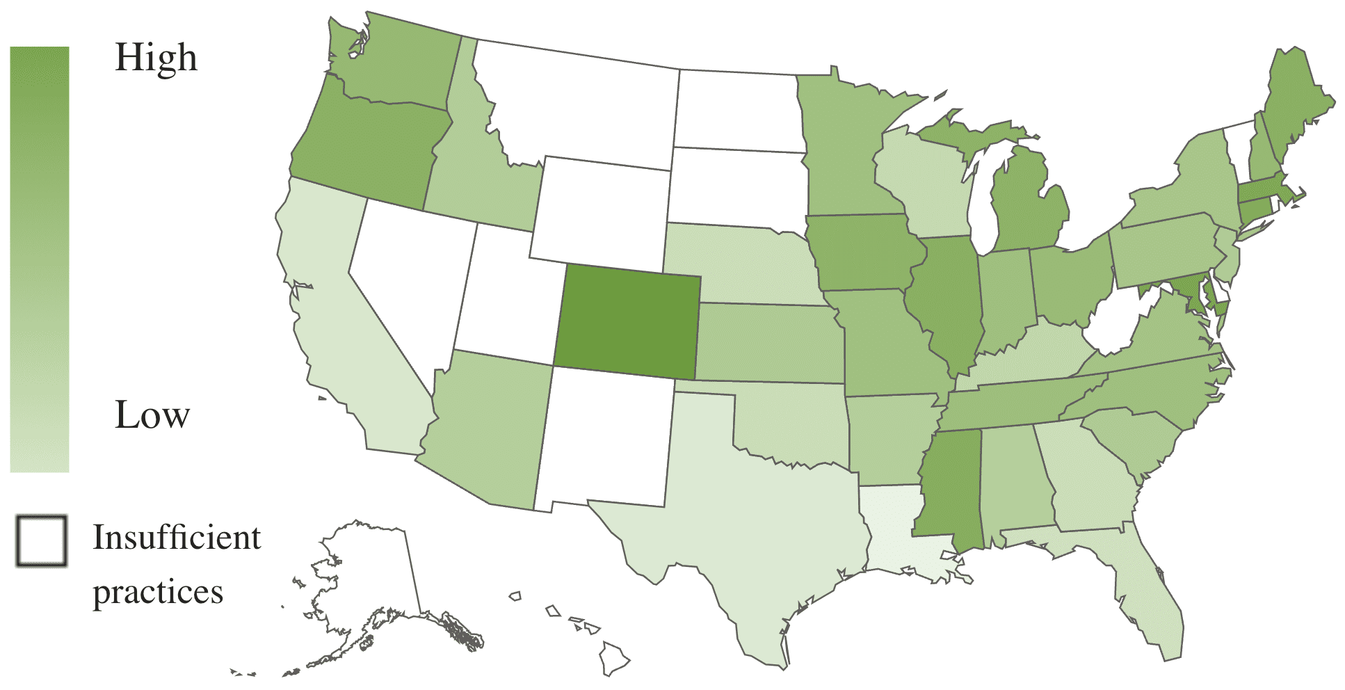 A U.S. map, using color shades to show revenue growth by state.