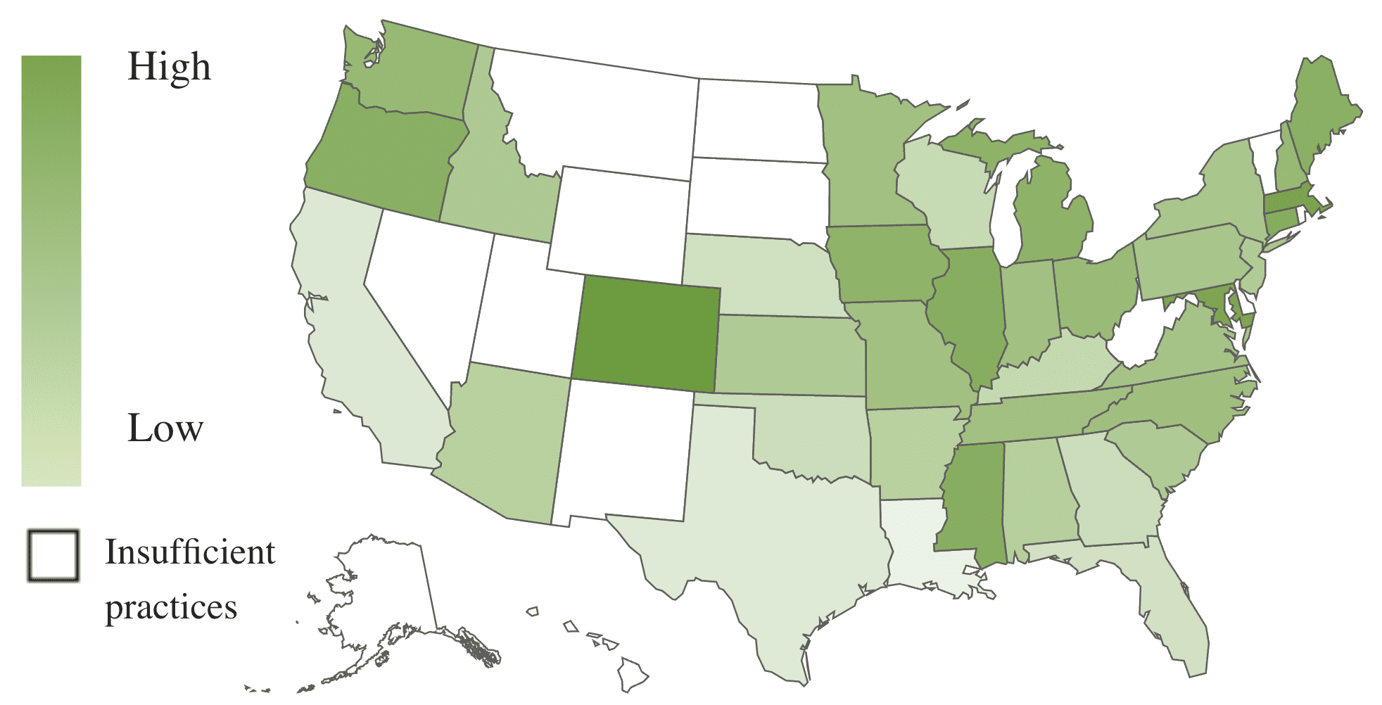A U.S. map, using color shades to show revenue growth by state.