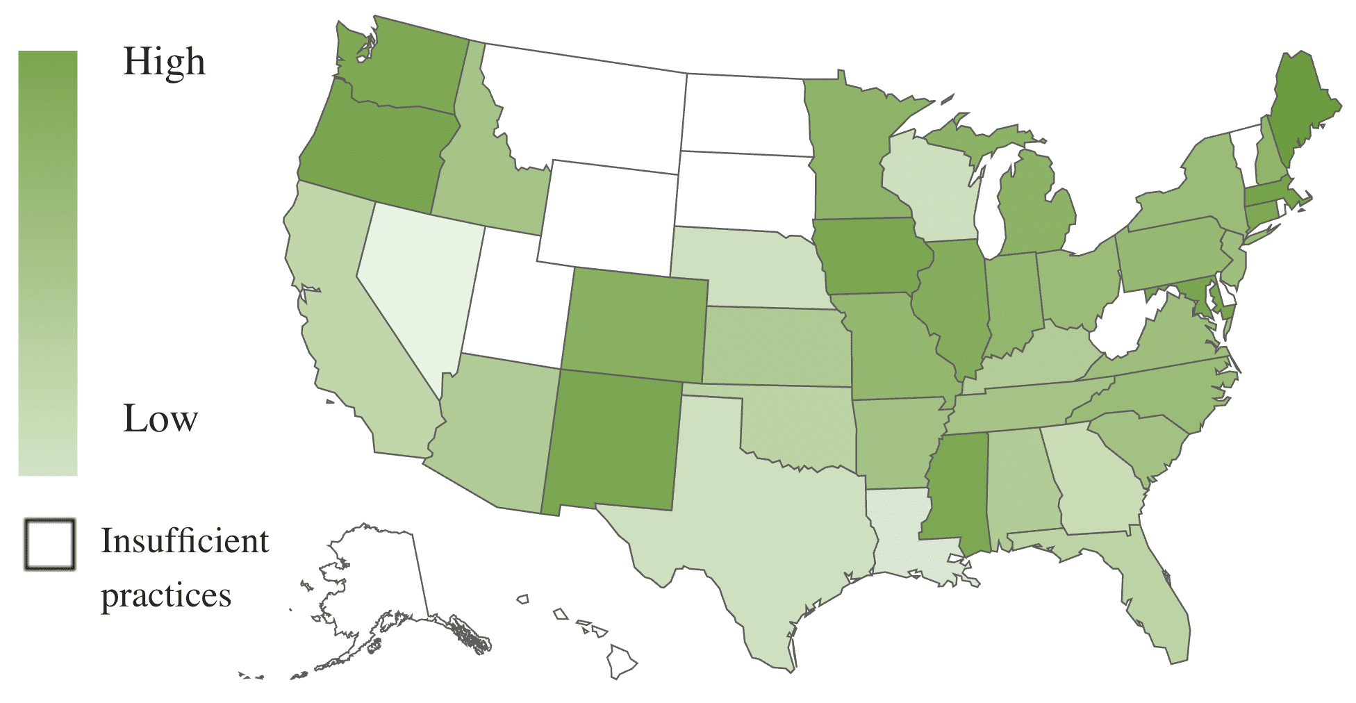 A U.S. map, using color shades to show revenue growth by state.