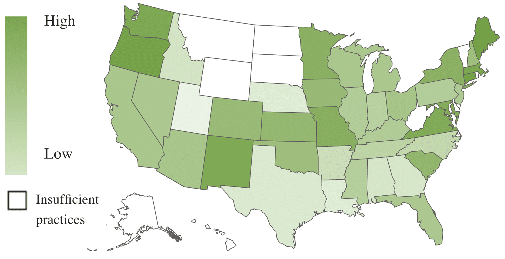 A U.S. map, using color shades to show revenue growth by state.